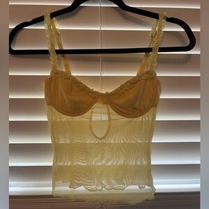 edikted yellow mesh tank top xs